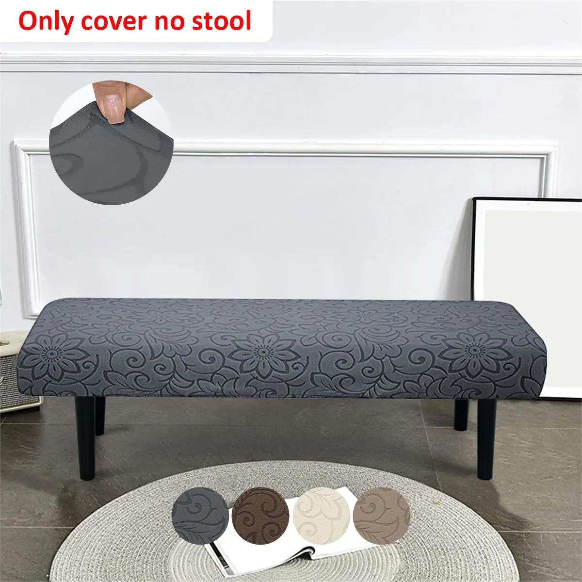 Elastic Jacquard Long Bench Cover, Easy-To-Clean Washable Seat Protector, Suitable for Dining Room, Living Room, Bedroom Chairs