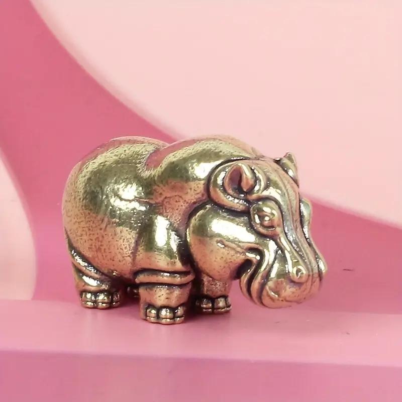 Vintage Brass Hippo Sculpture Decorative Figurine, Heavy Metal Figurine, Handmade Animal Statue for Home Office Desk Decoration, Father's Day Gift, Art Figurine, Collectible Figurines, Figurines For Collectors, Statues Figurines