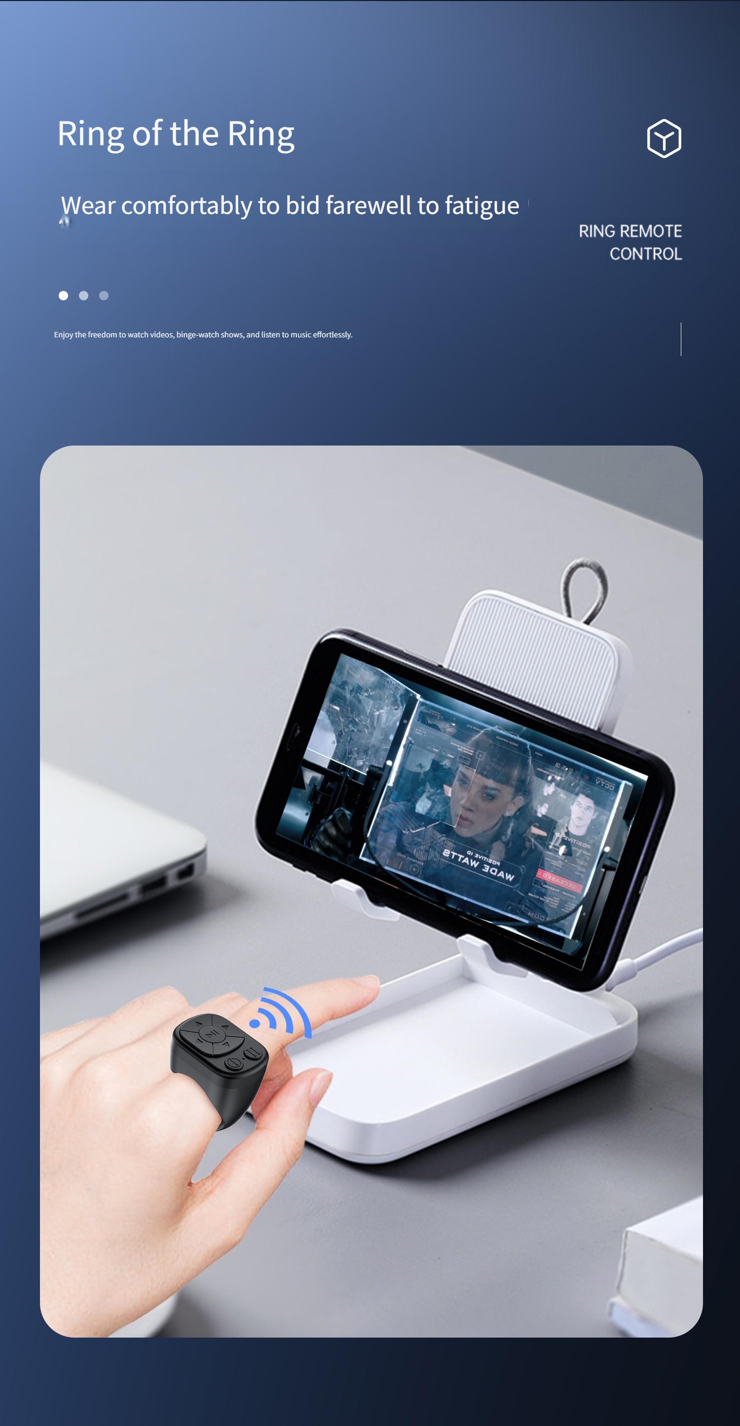 TikTok Scroll Ring - Bluetooth Remote for TikTok Clips & Tunes, iPhone Compatible Fingertip Wireless Bluetooth Controller, Perfect for iPad, iOS and Android, with Live Camera Shutter