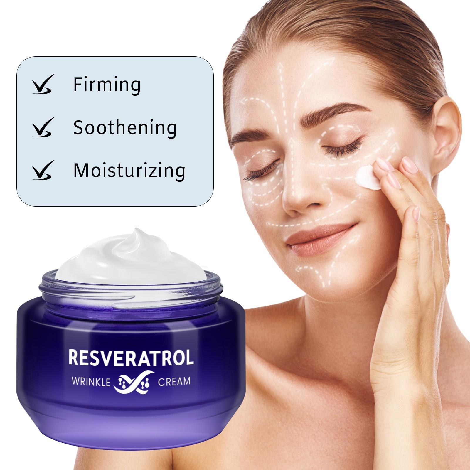 Resveratrol Anti-Wrinkle Face Cream, Hyaluronic Acid & Aloe Vera, Moisturizing Balm, Tightens Skin, Brightens Complexion, All Skin Types