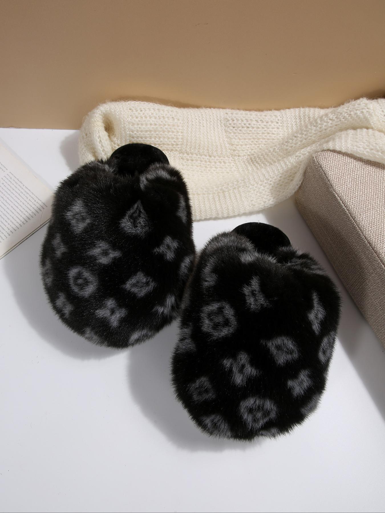 New Trendy Plush Fur Slippers, Valentine's Day Gift for Girls, Super Cute Fashion Warm Home Shoes, Fuzzy Warm Slippers, Anti-Slip Thick Sole Cotton Slippers