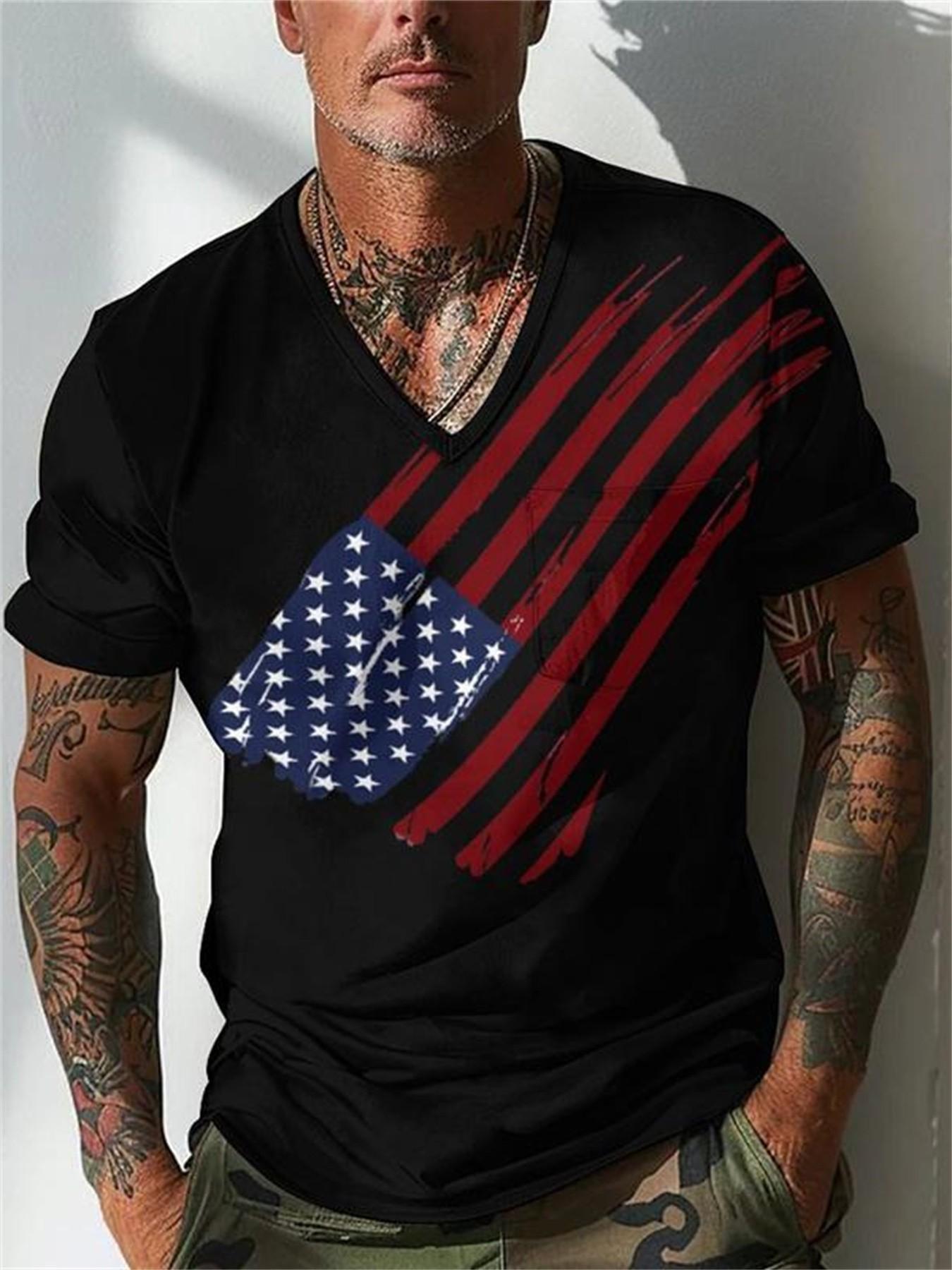 Men's Sporty Short Sleeve Summer Fashion Print T-Shirt, Gym Running Training Muscle Showcasing, Fitted Style for Active Men