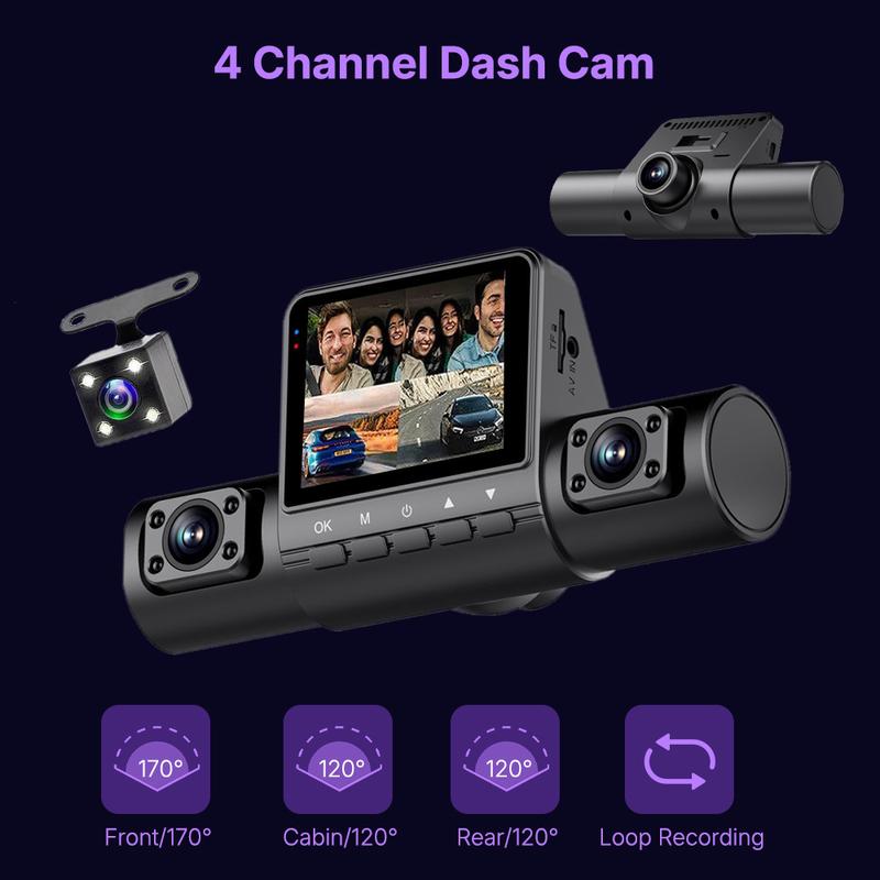 【Clearance Sale】4 Lens Car DVR | 1080P HD & Wide-Angle Night Vision | G-Sensor & Loop Recording — All-in-One Driving Recorder Set. dash dash cam front dashcam Camera shop camaras rear built-in Touch Dual MagSafe video hour park