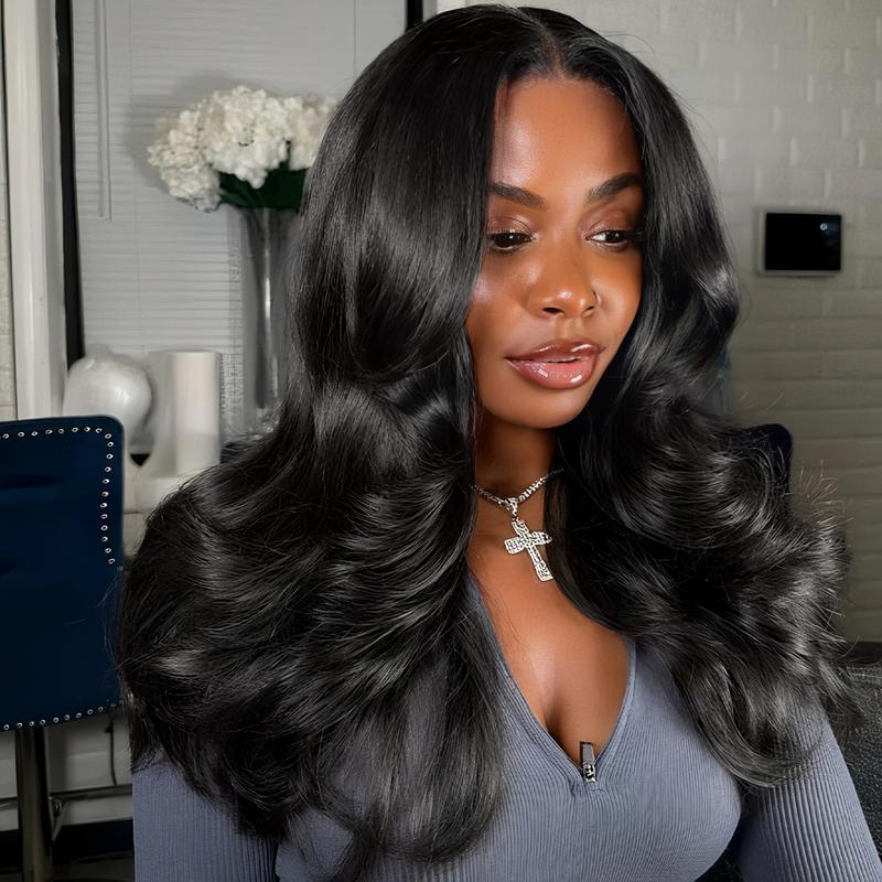 Mscoco Butterfly Layers Body Wave U Part Human Hair Wig Pull & Go Beginner Friendly 180 250 Density For Black Women Natural Black Color Wigs