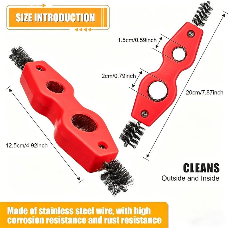 Dual-Head Pipe Brush Four-In-One Battery Steel Wire Brush, Deburring Rust Removal, Outer Wall Inner Hole Cleaning Brush