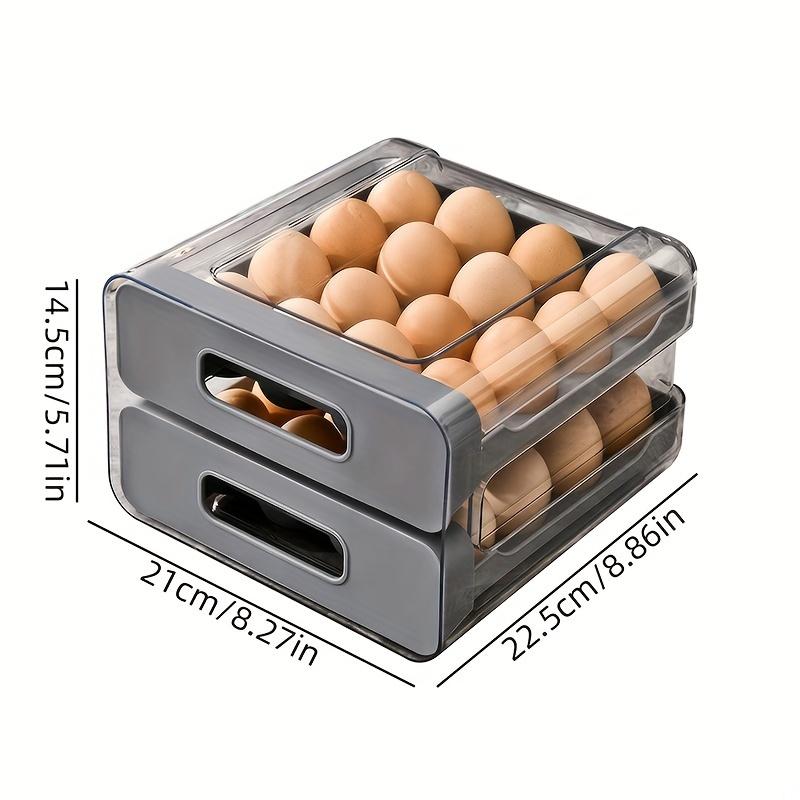 Large Capacity Refrigerator Egg Rack, 2 Layer Storage Box for 32 Eggs, Transparent Plastic Egg Tray, Fridge Organizer Container
