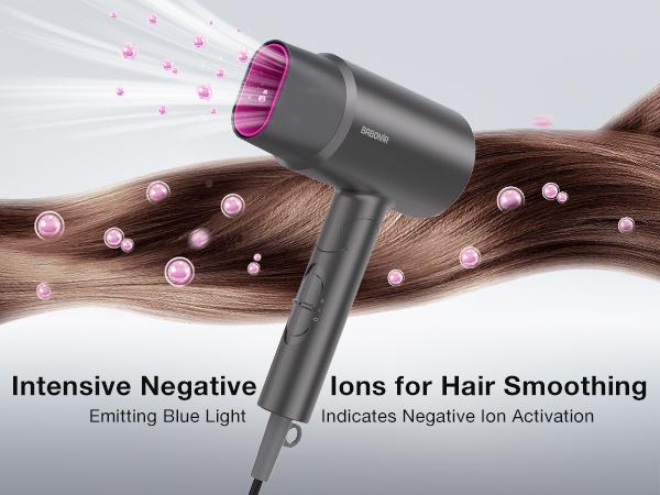 BABONIR Ionic Hair Dryer 1875W Quick-Dry, Frizz Reduction, Concentrator & Diffuser Accessories, Lightweight & Quiet, Foldable Travel Design,Adaptable to All Hairstyles,Blow Dryer,Compact Design for Women and Men,Christmas Gifts Holiday Gift,Grey,Pink
