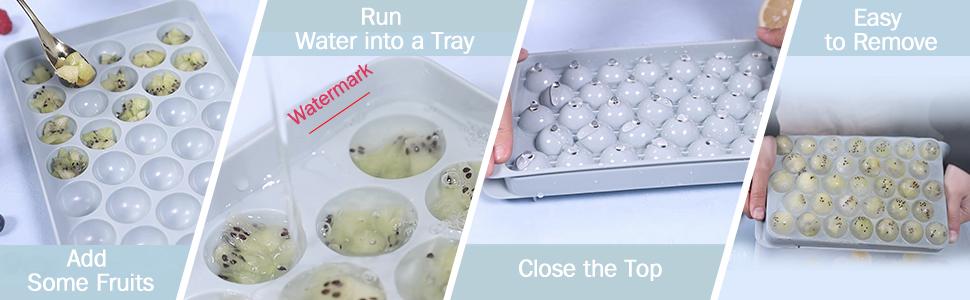 【SALE】WIBIMEN Refrigerator Ice Cube Tray 1 Inch x 66 Small Round Iced Cocktail Whiskey Ice Coffee Accessories Blue Kitchen Utensils