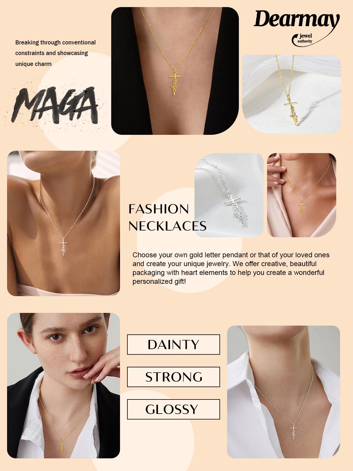 Dearmay MAGA Cross Necklace for Women Trump Necklace Gift for Easte Make America Great Again Necklaces Chain MAGA Necklace for President Trump Jewelry for Gift