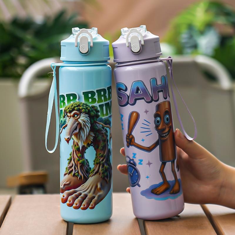 Transparent with Straw, 750ML/26oz Sports Design Leakproof Water Bottle, Portable & Leak-Proof, Ideal for Running, Cycling, Hiking, Gifts