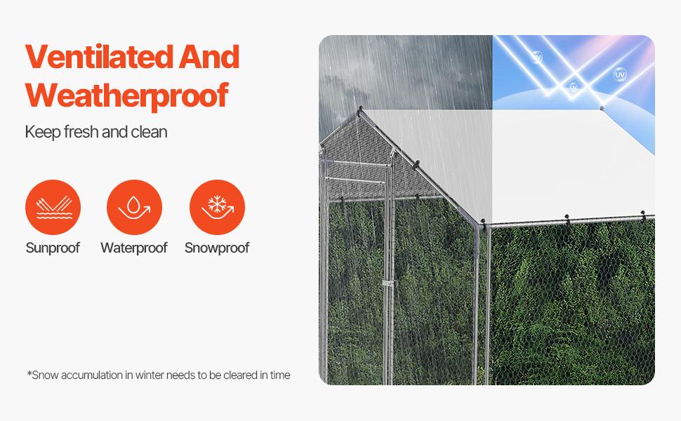 VEVOR Metal Chicken Coop, 9.8x26.2x6.5 ft Large Walk-in Chicken Runs with Cover, Spire Roof Hen House Enclosure with Security Lock, Outdoor Duck Rabbit Cage Poultry Pen for Backyard, Farm, Yard