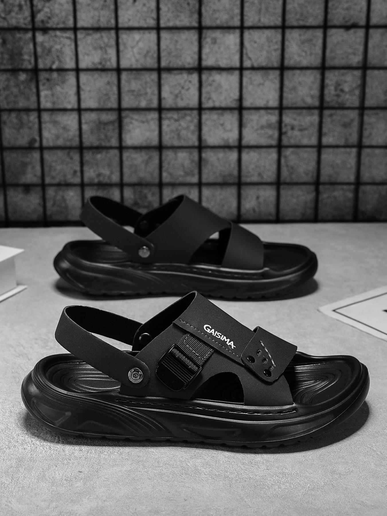 Summer Men's Sandals with Dual Buckles, Casual Non-Slip Soft Sole, Suitable for Driving and Beach, Comfortable Flip Flops for Men