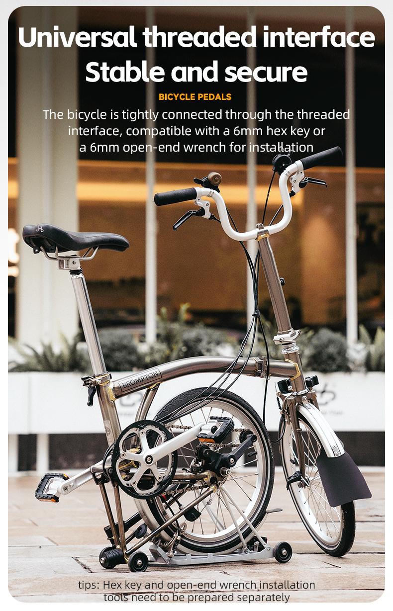 ROCKBROS Folding Bike Pedals Aluminum Alloy Foldable Bicycle Pedals 9/16 Inch Lightweight with Reflective Strips&Non Slip for Folding Bike, Electric Bike