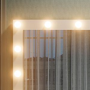 FUSOU 47''W 13 Drawers Vanity Desk, Makeup Vanity with Power Outlet, Vanity Table with Mirror and 12 LED Bulbs, 3 Color Lighting Modes, Glass Top, Dressing Table for Bedroom