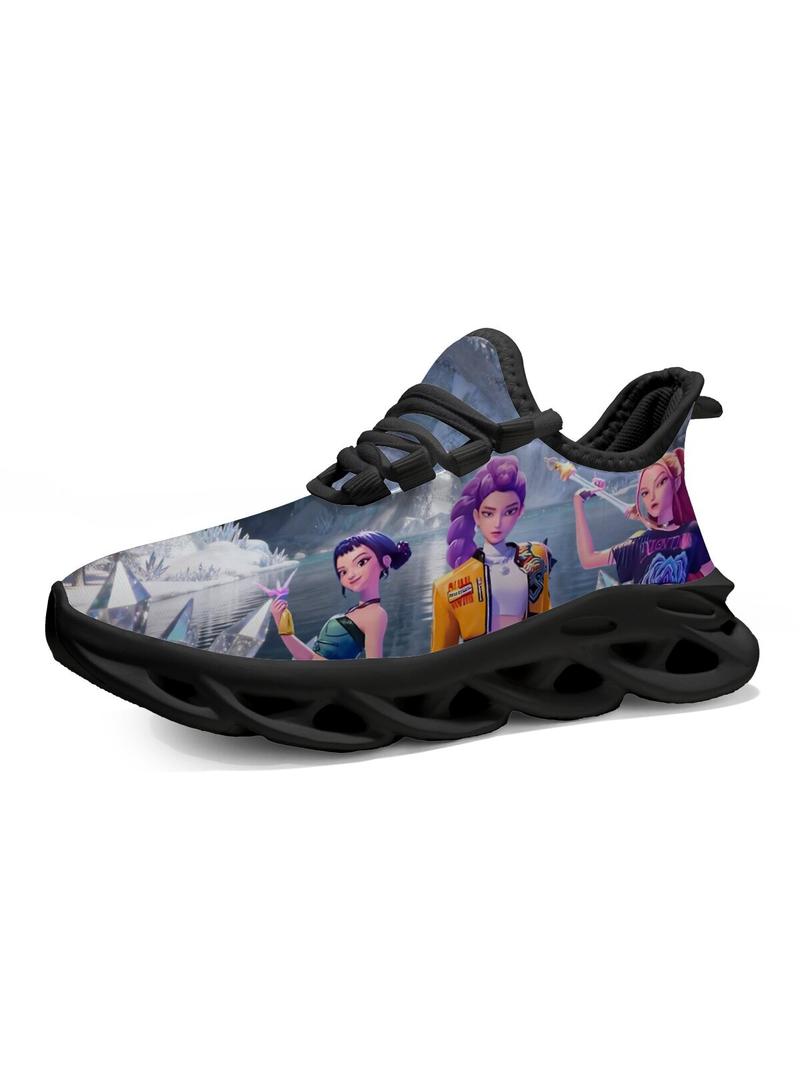 K-Pop Demon Hunters Casual Kids Sneakers Soft EVA Sole Low-cut Breathable Comfortable Fashion Sports Shoes for Girls Boys (011001)