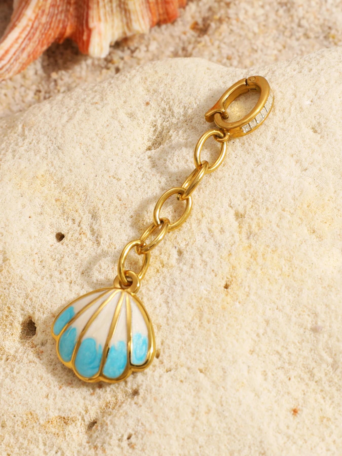 Stainless Steel Bikini Pendant Ocean Series Shell Starfish Flower Oil-Dipped Waterproof Necklace Charm Jewelry