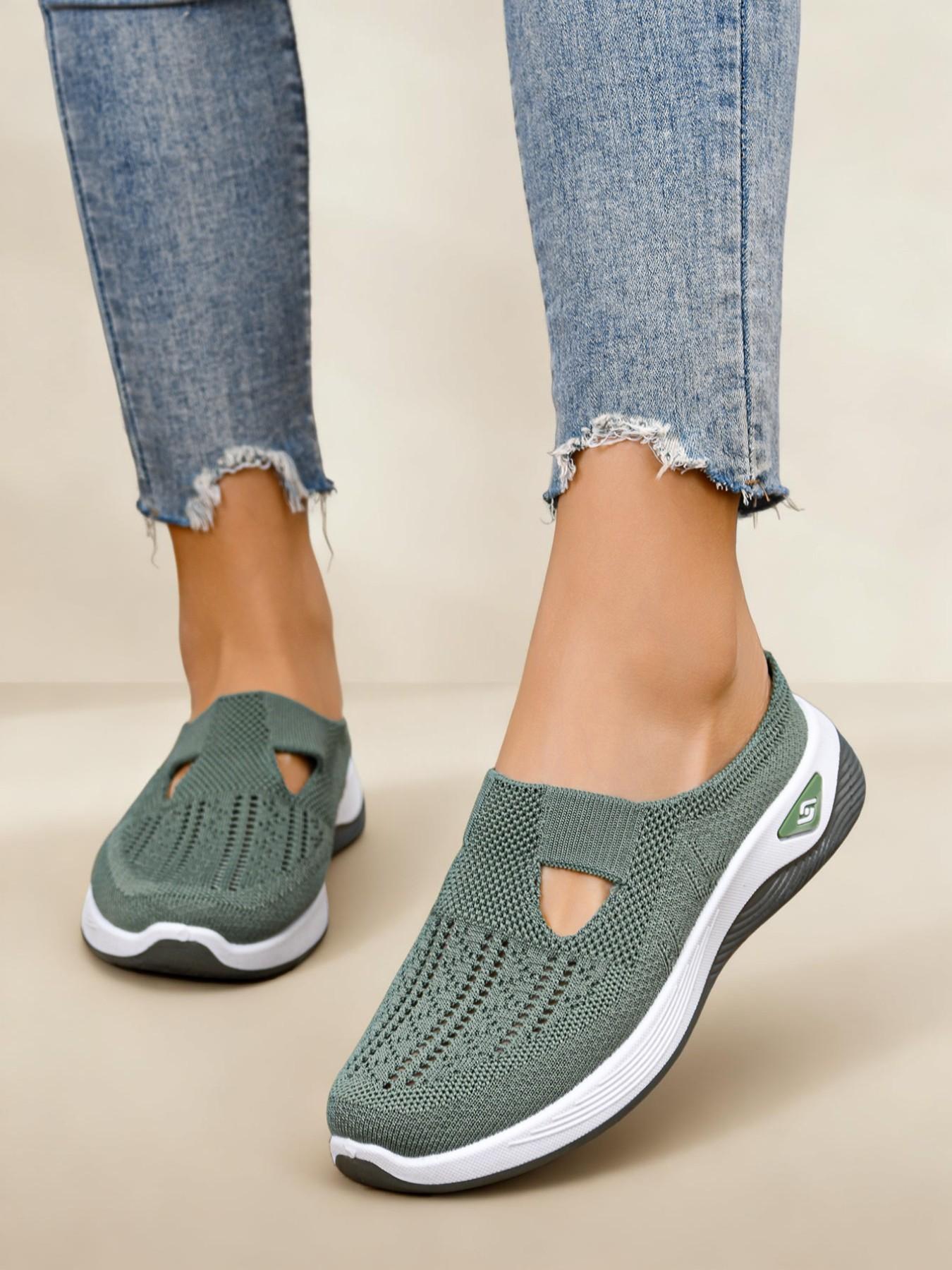 New Women's Casual Sandals, Comfortable Fashion Slip-Ons, Lightweight Soft Sole Mesh Shoes, Outdoor Commute Half-Sandals