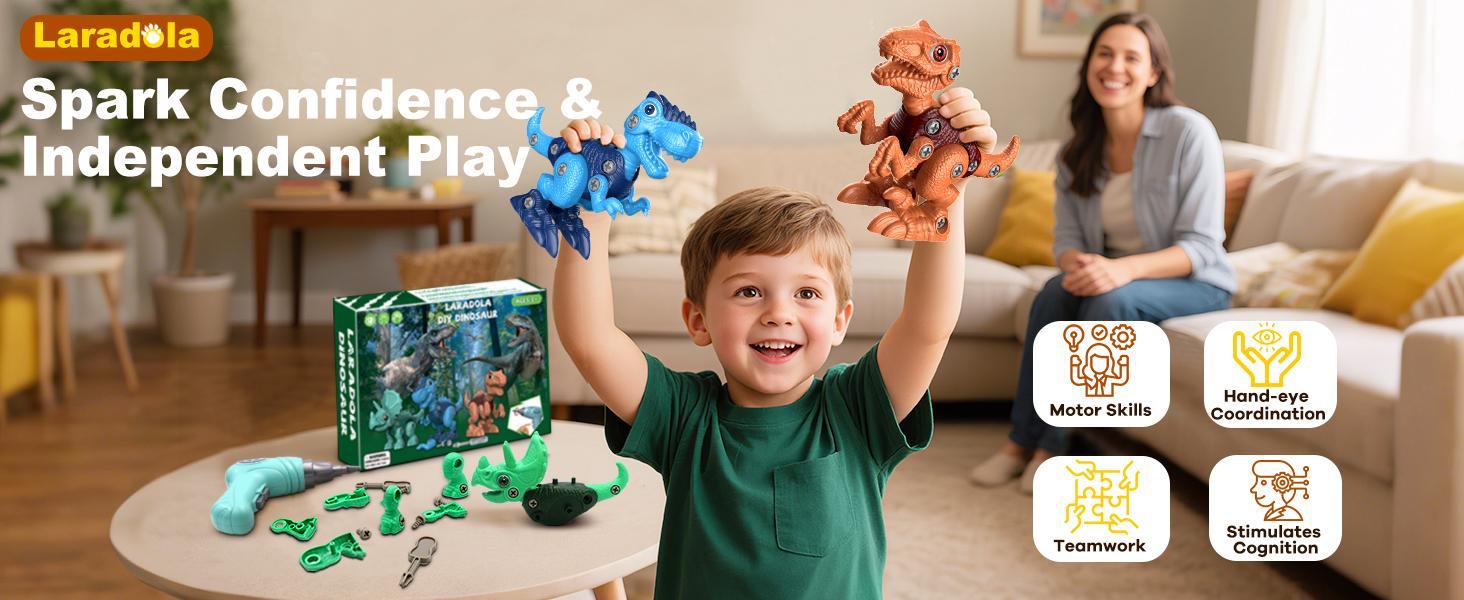 Laradola 3PCS Dinosaurs STEM Toy with Electric Drill & Hand Screwdrivers Gift for Kids, Take Apart Assemble Dinos Toy - Construction Building Dino Christmas Birthday Party Gift for Boy & Girl Laradola 3PCS Dinosaurs STEM Toy with Electric Drill & Hand Screwdrivers Gift for Kids, Take Apart Assemble Dinos Toy - Construction Building Dino Christmas Birthday Party Gift for Boy & Girl