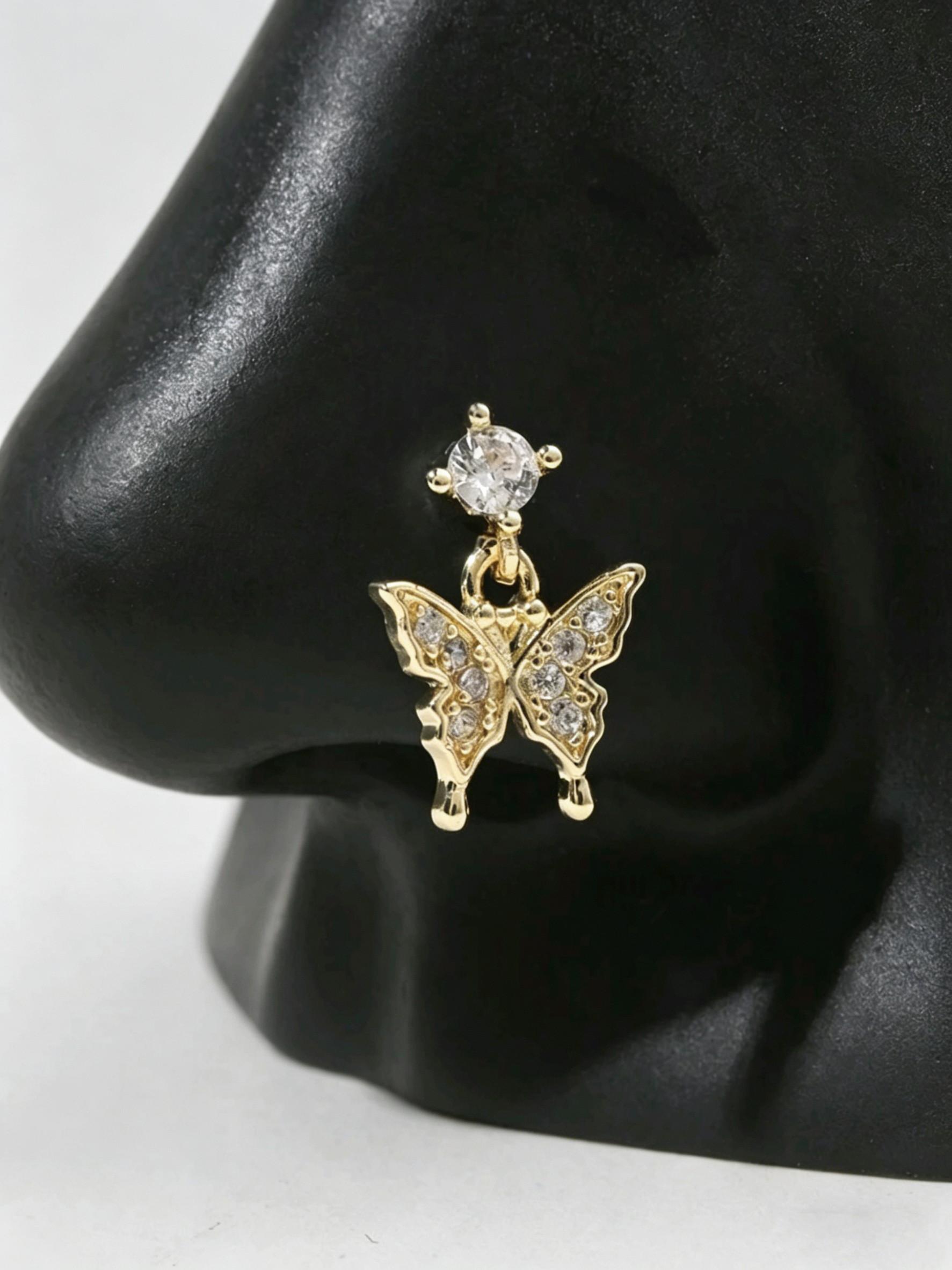 1 Piece Maple Leaf Super Shiny L-Type Nose Ring, Piercing Jewelry, Daily Accessory, Unisex, Casual Style, All Seasons