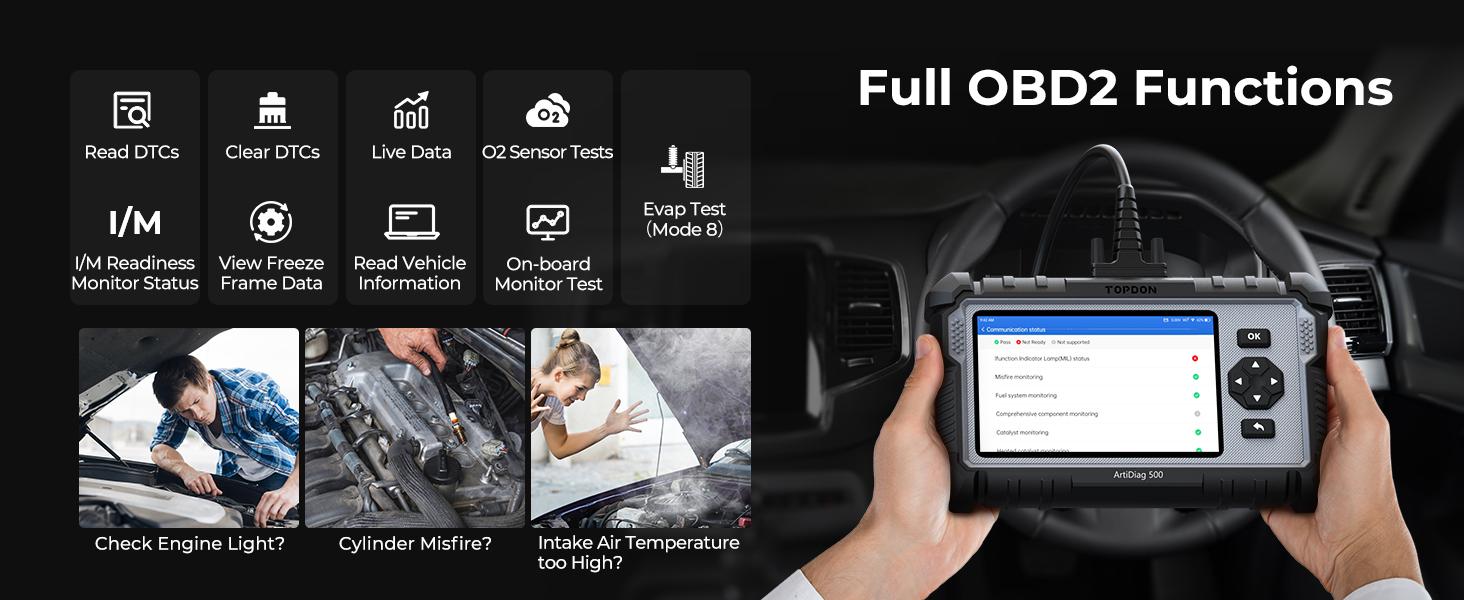 TOPDON AD500 OBD2 Scanner Car Code Reader Scan Tool 6 Reset Functions 4 Systems Diagnostics