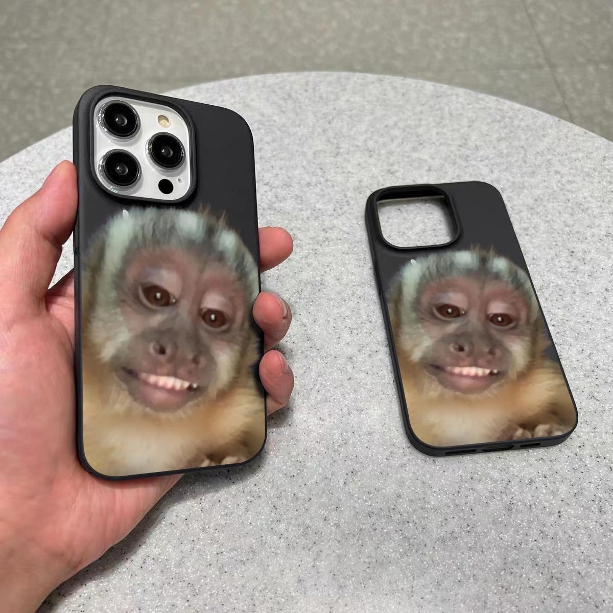 Cute Monkey Pattern Phone Case , Silicone , Shockproof ,Slim, Anti-Scratch Soft Microfiber Lining For iPhone 17 16 15 14 13 12 11 Pro Max Plus Air Y2K