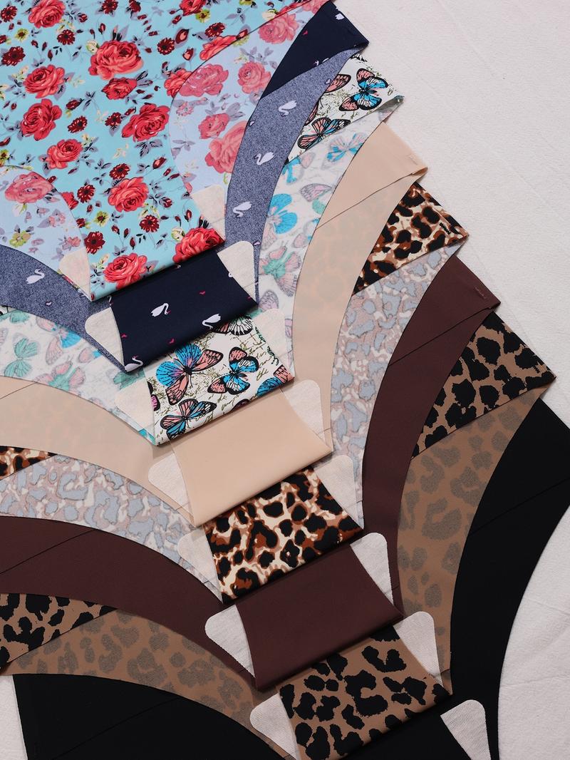 Women's Solid Color / Floral / All Over Print Panty, Cute Soft Comfy Breathable Seamless Knicker for Daily Wear, Underwear for All Seasons, Womenswear, Daily Casual Underwear, Seamless Breathable Design