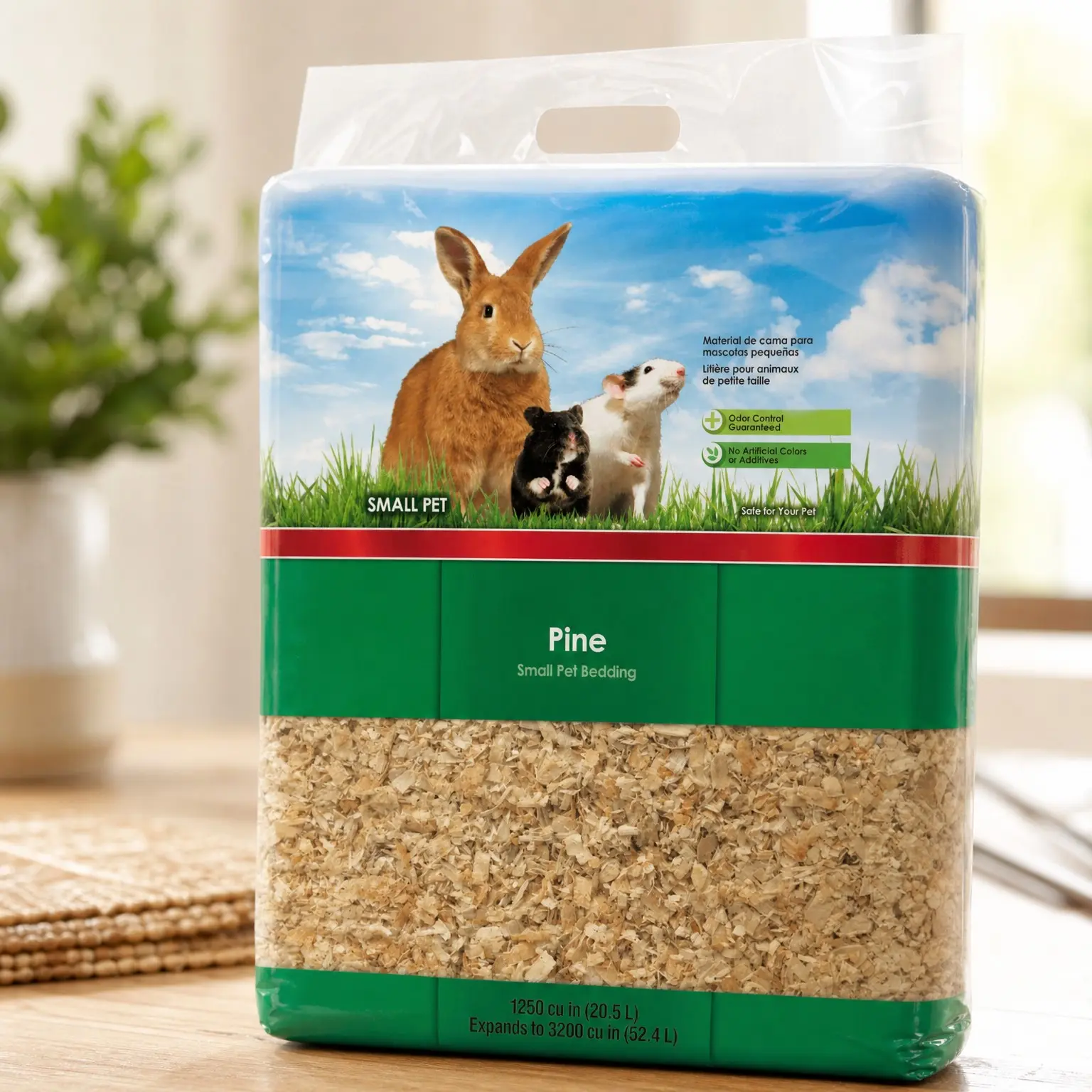 Small Animal Pine Bedding for Guinea Pigs, Rabbits, 52.4 Liter