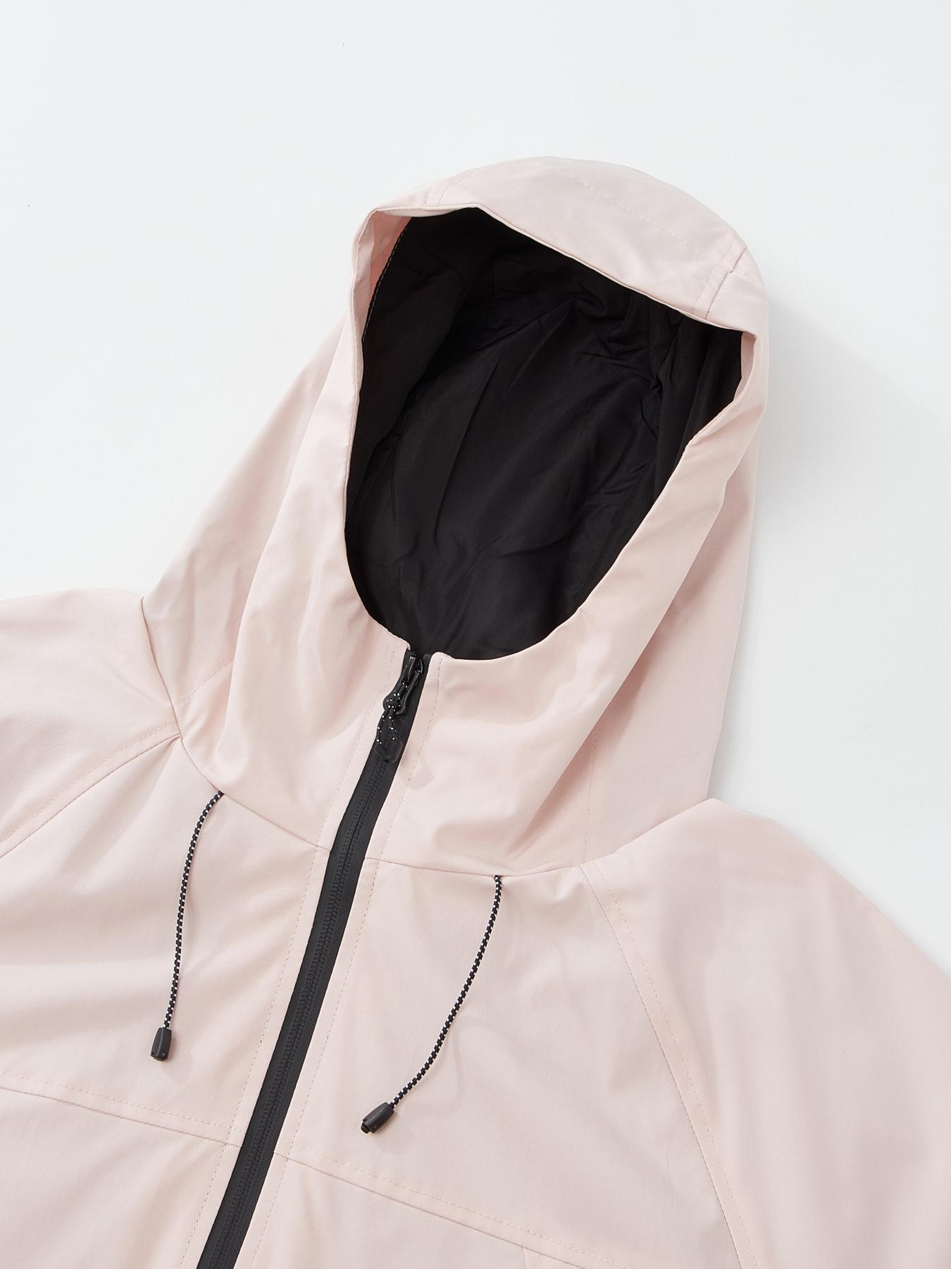 Women's Solid Zip Up Drawstring Hooded Jacket, Outdoor Lightweight Windproof Waterproof Long Sleeve Sports Jacket for Cycling Snow Skiing, Women's Sportwear for Fall & Winter, Waterproof Windproof Outerwear