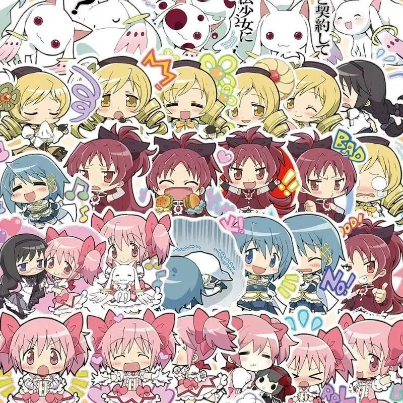 48pcs Kawaii Anime Puella Magi Madoka Magica Stickers Kaname Madoka Akemi Homura Decals for Laptop Phone Cartoon sticker