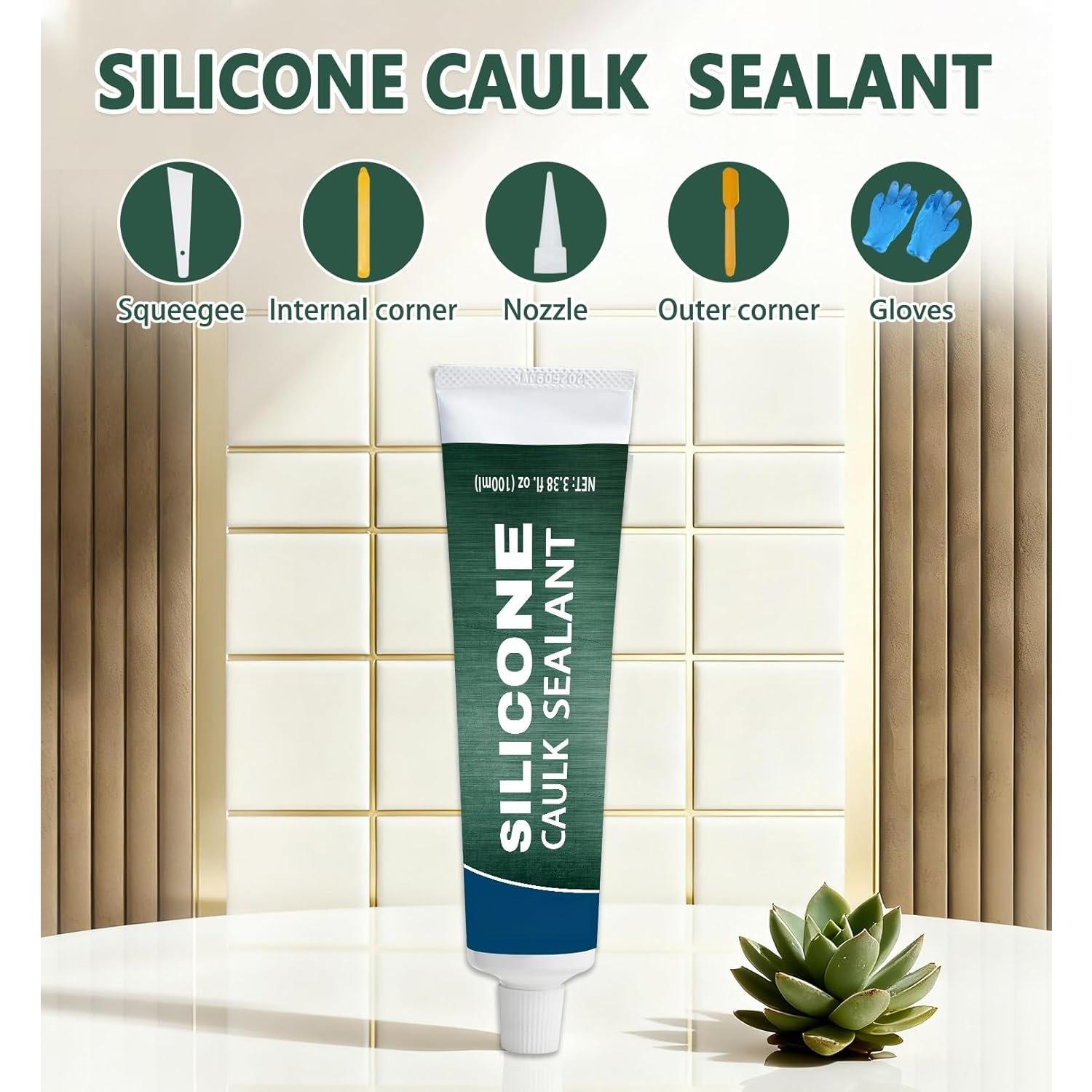 Clear  Caulk   Sealant Stronger Adhesion Clear Caulk for Kitchen and Bathroom,Door, Window 3.38 fl.oz(100ml)