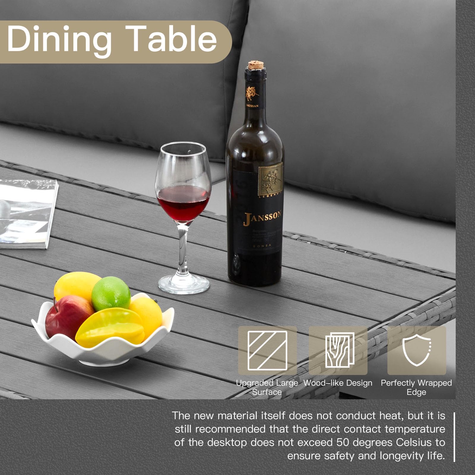 【2/3 Packages Shipping】YODOLLA Patio Furniture Set with Cover, 7 Pieces Outdoor Sectional Sofa Conversation Set All Weather Wicker Rattan Couch Dining Table & Chair with Ottoman Lounge Stools