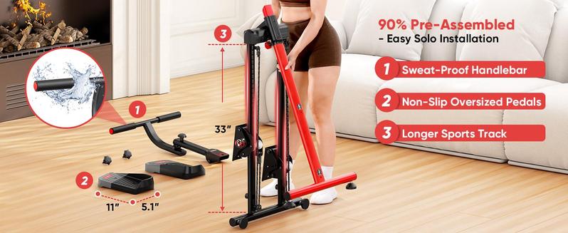 YOLEO Steppers for Exercise at Home, Adjustable Stair Stepper with 3 Workout Modes,Folding Cardio Stair Master with Adjustable Handlebar&Oversized Pedal,90% Pre-Assembled Stair Climber with Caster Mat