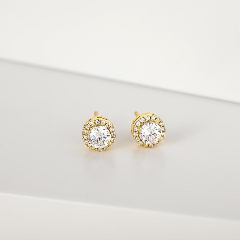 EAMTI 925 Sterling Silver Stud Earrings for Women Round Cut Cubic Zirconia CZ Stud Earrings Hypoallergenic