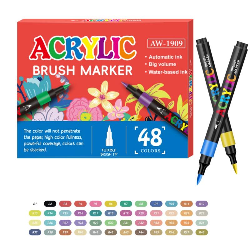 Acrylic Paint Pens Markers,Soft Brush Tips - Quick-Dry Professional Art Markers for Rock Painting, Canvas, Wood, Glass, Ceramic, Fabric, Plastic, Egg & Scrapbook. Paint Markers