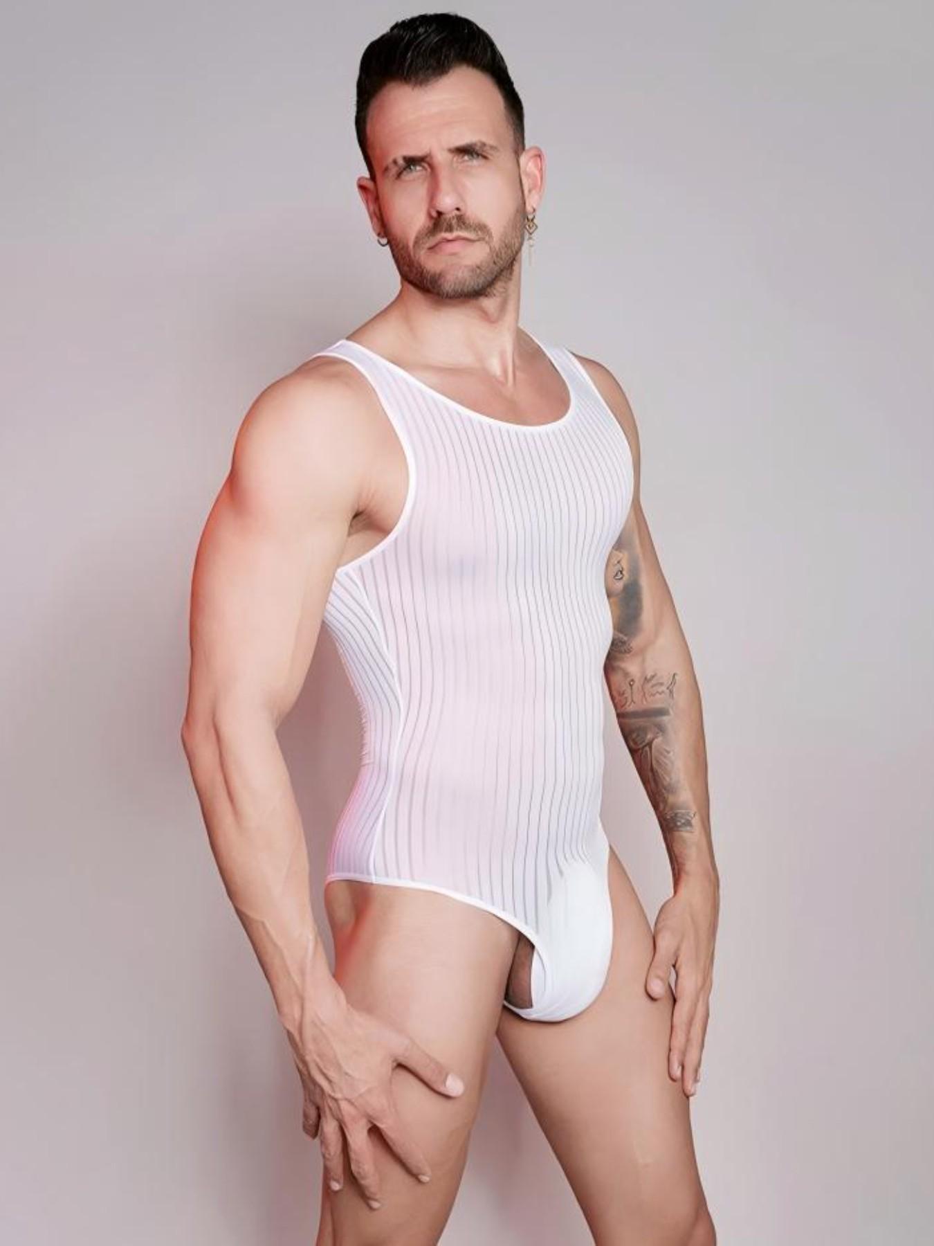 Slimming Sexy Underwear Thin Transparent Tight Fit Invisible High Elastic Vertical Stripes Comfortable One-Piece