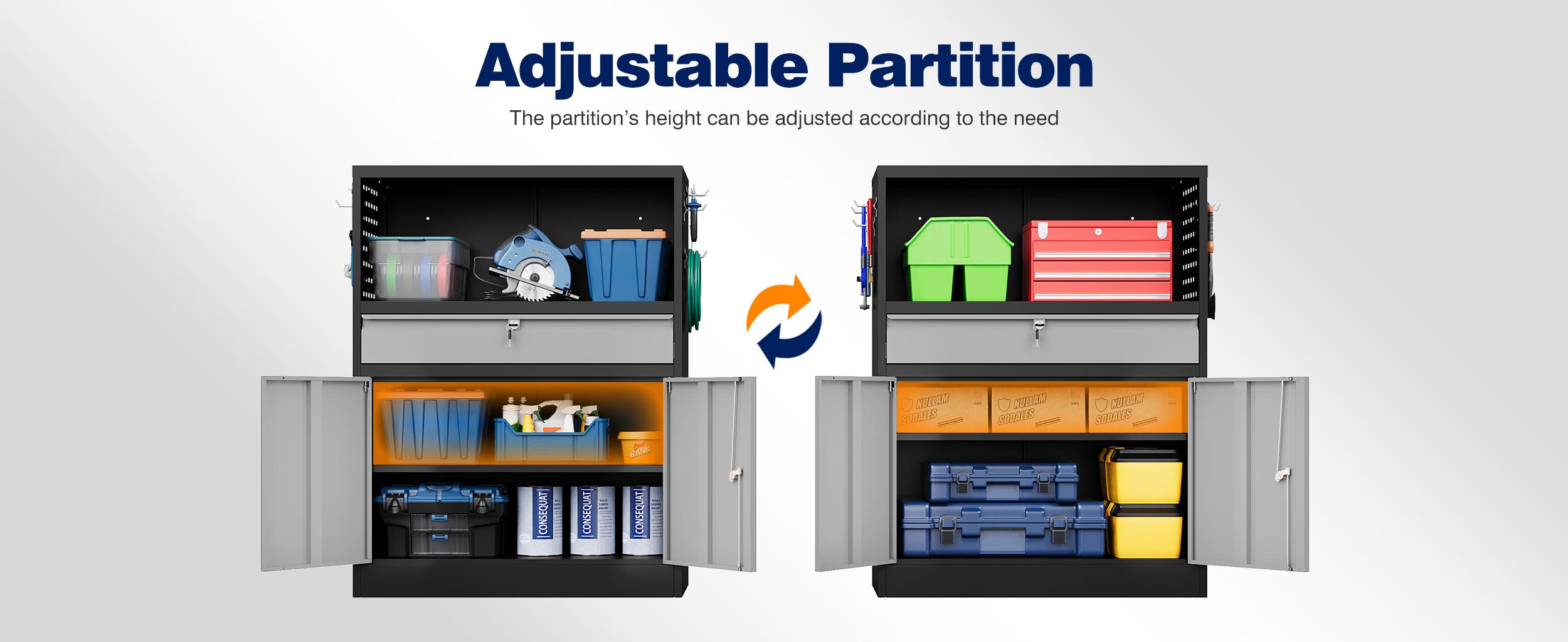 Letaya Metal Garage Storage Cabinet with Locking Doors and Adjustable Shelves, Tool Storage Cabinet with 1 Drawer - 41" Steel Locking Cabinet for Garage,Warehouse