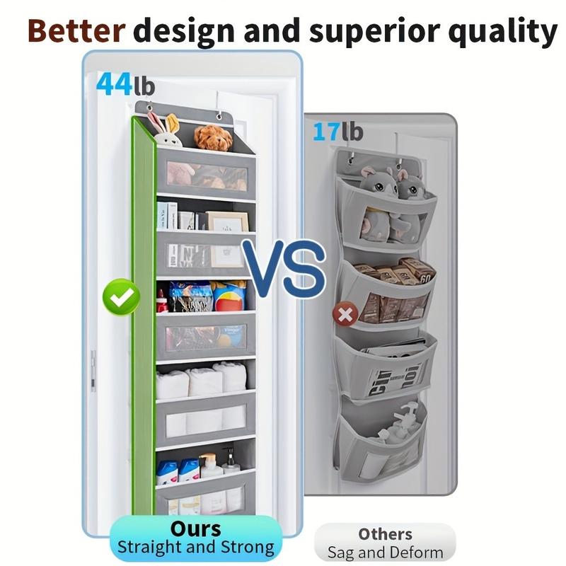 Five-Layer Door Hanging Storage Box with 5 Large Pockets, Anti-Tip 44lb Capacity, Ideal for Bedroom, Bathroom, Kitchen, Kids' Room