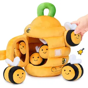Baby Toys 6-12 Months - Soft Baby Beehive with 5 Sensory Bees - Rattle, Crinkle Paper, Squeaker, Mirror, Busy Soft Toys for Toddlers 0-3 Years Old - Baby Easter Basket Stuffers Gift