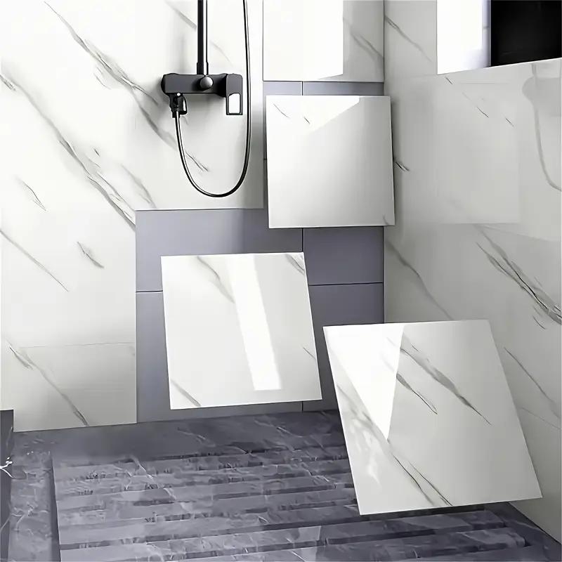 Wall Panels, 15/30pcs Wall Tiles Peel And Stick Waterproof, Self-Adhesive PVC Wall Panels for Kitchen, Bathroom-11.8"x11.8" Kitchen Tile, Essential for Decoration, Housewarming Gift, Birthday Gift(Not Real Tiles, White And Black Marble Pattern)