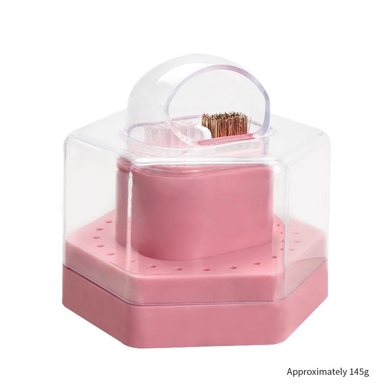 24-Hole Nail Art Drill Cleaning Storage Box with Brush & Grinding Head Holder - Heavy-Duty Acrylic Organizer with 24 Holes, Ideal for Professional & Home Use, 24 Holes Nail Drill Bits Organizer