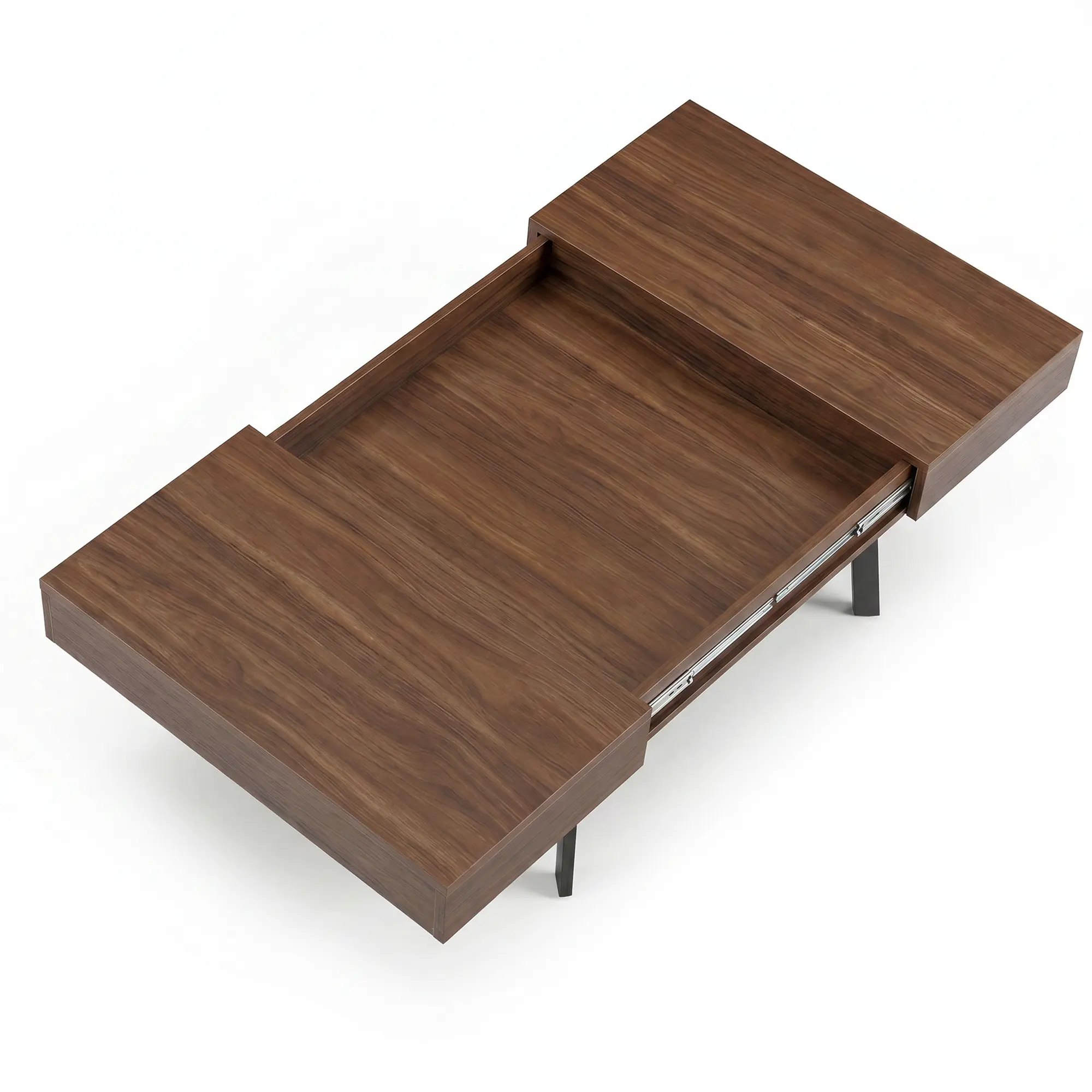 31"-58" Extendable Coffee Table with 2 Hidden Storage – Sliding Square Wood Grain Center Table for Living Room