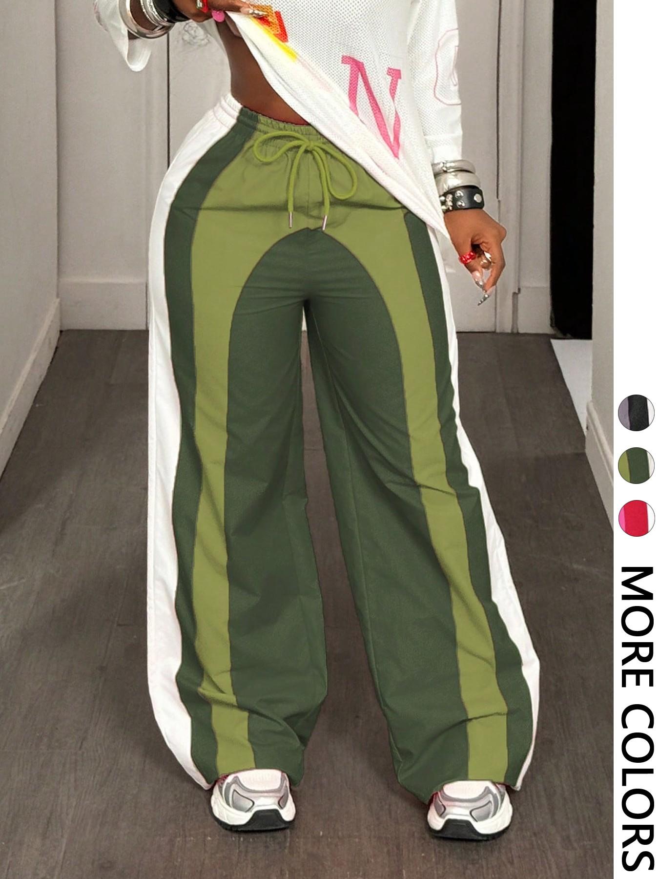 Women's Casual Striped Long Pants, Comfortable and Stylish, Perfect for Daily Wear, Ladies Fashion Bottoms, One Piece, Casual Streetwear Trousers