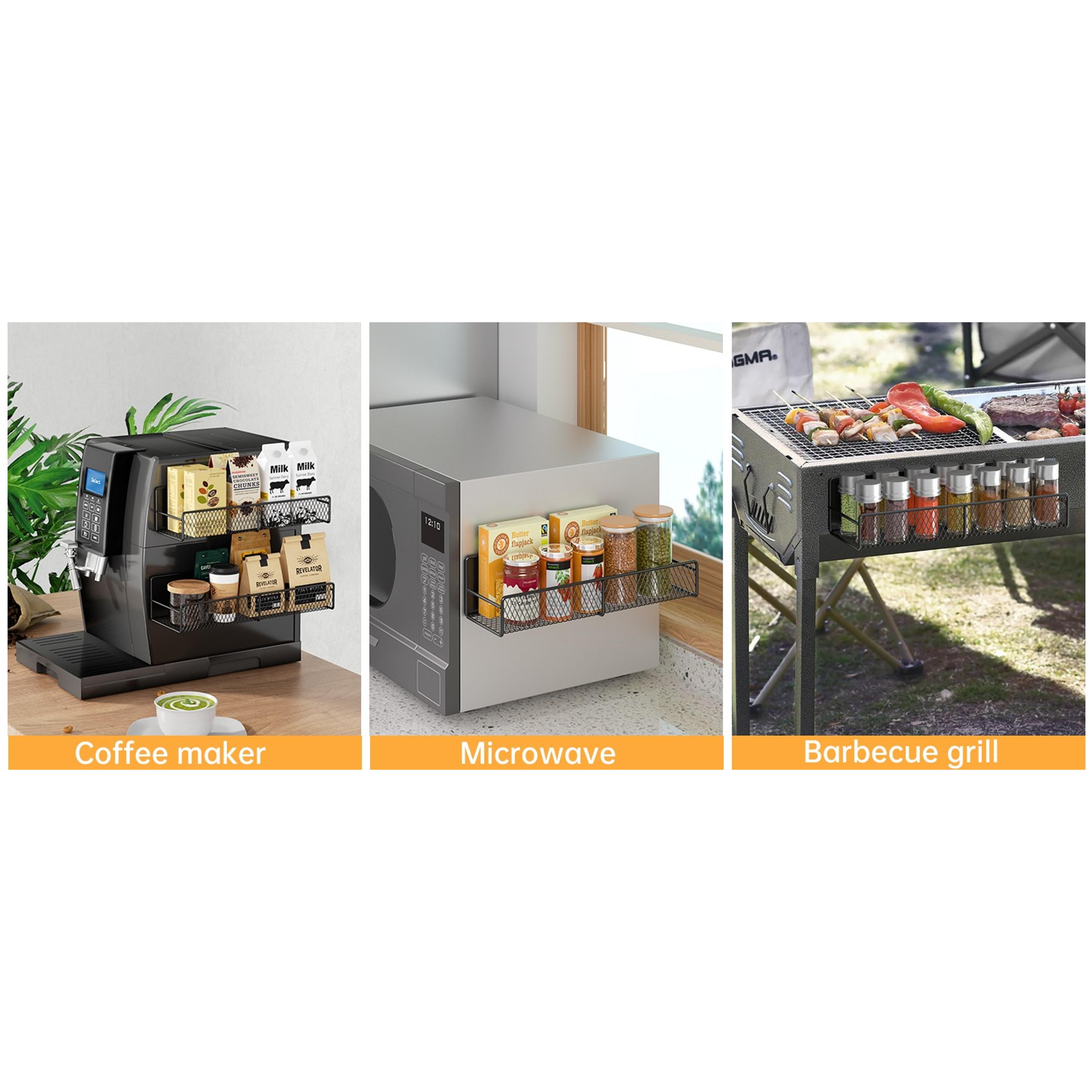 Magnetic Spice Rack for Refrigerator, 7 Pack Metal Magnetic Shelf, Moveable Magnetic Storage Fridge Organizer, Spice Organizer, Hook Rack, Paper Towel Holder, Utensils Holder, Cutting Board Holder