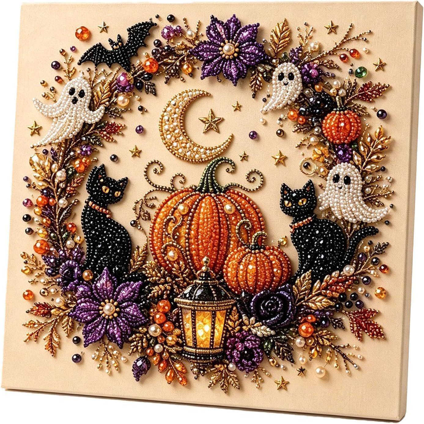 Frameless 3D Beaded Bedazzled Kit, Xmas Theme Pearl Diamond Painting, Wreath Stocking Mosaic Art, Stress Relief DIY Indoor Recreation Home Wall Decoration
