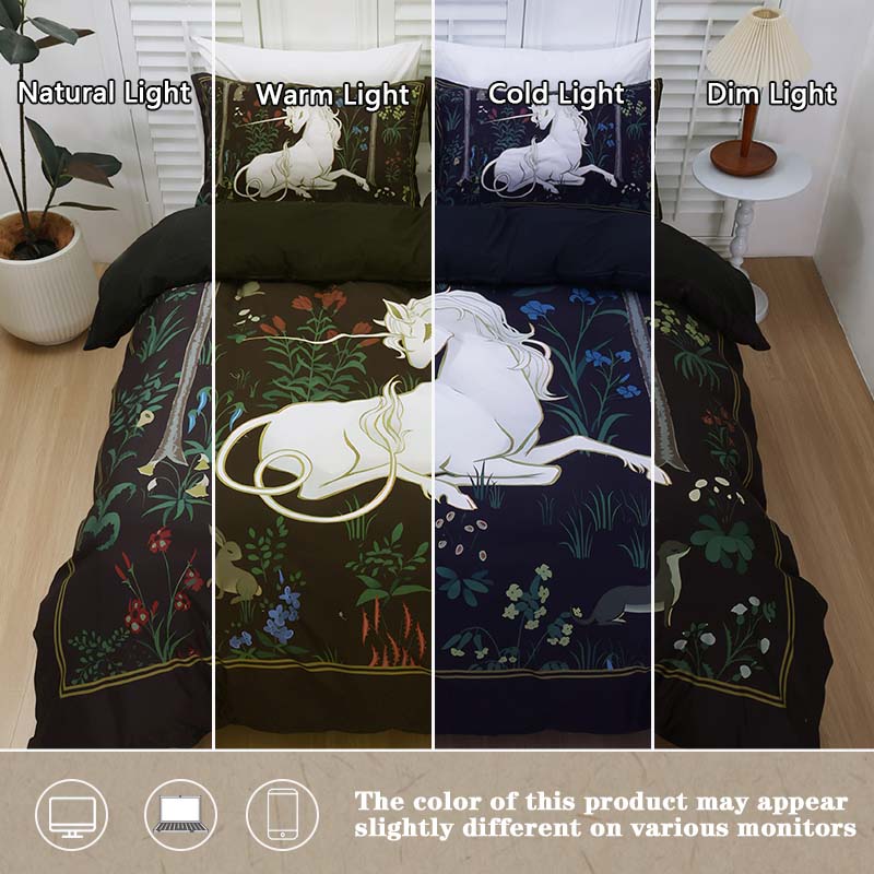 Unicorn Theme Reversible Bedding Set, Soft Polyester Duvet Cover and Pillowcase, Bedroom Decor, Comfortable and Stylish, Soft Bedding Sets