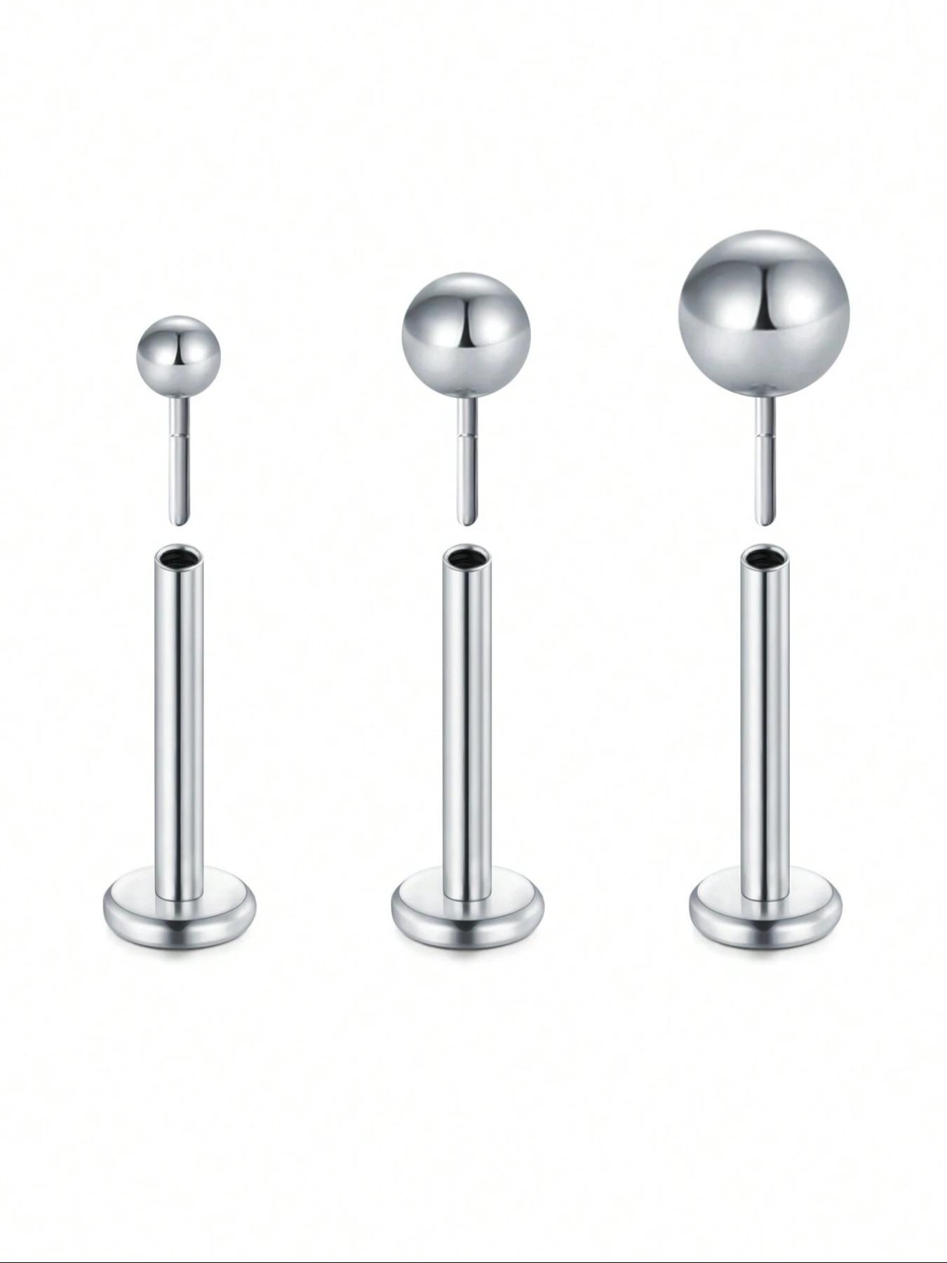 3pcs Threadless Cartilage Earrings, Medusa Piercing Studs, 20gauge Nose Studs, Helix Conch Tragus Jewelry, 2mm 3mm 4mm