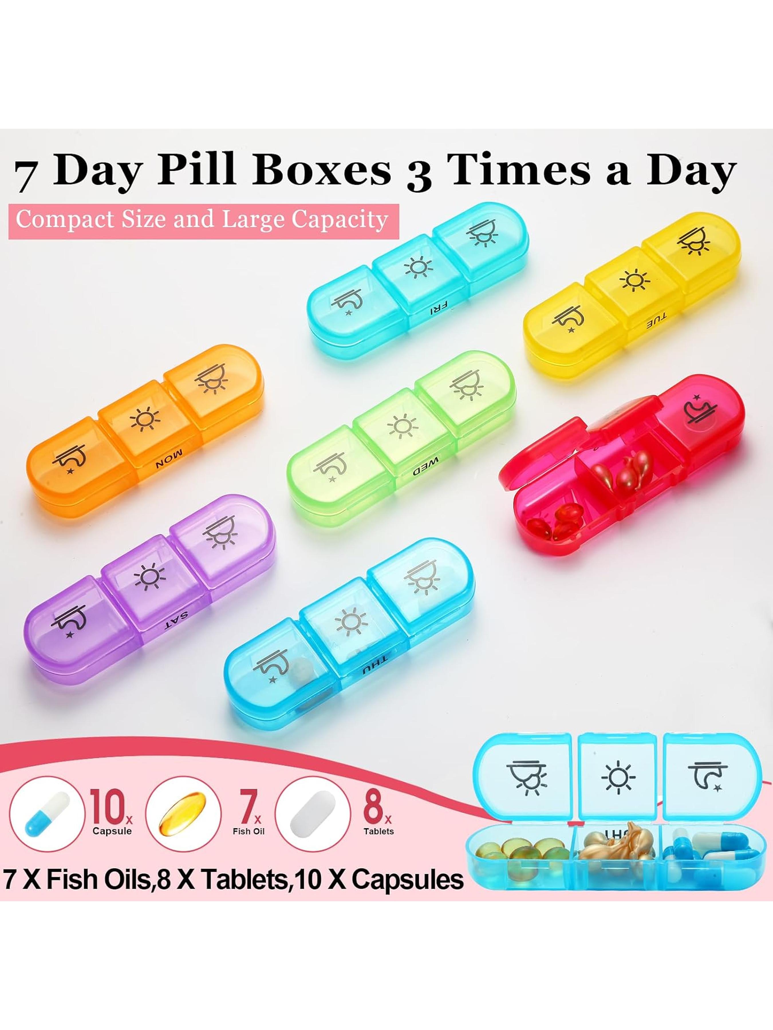 Weekly Pill Organizer 3X a Day, Travel Pill Box 7 Day for Purse, Daily Pill Organizer, Pill Dispenser Medicine Organizer for Vitamins, Fish Oils, Medications, Supplements, Valentine's Day, Christmas and Thanksgiving Day gifts