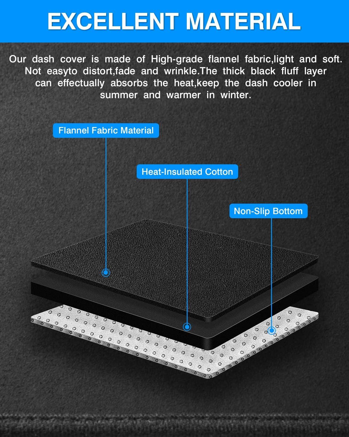 KUST Dashboard Cover Mat for 2014-2018 Chevy Chevrolet Silverado/GMC Sierra 1500, 2015-2019 Silverado/GMC Sierra 2500HD 3500HD Accessories Dash Cover Flannel Sunshade Glare UV Rays Protector