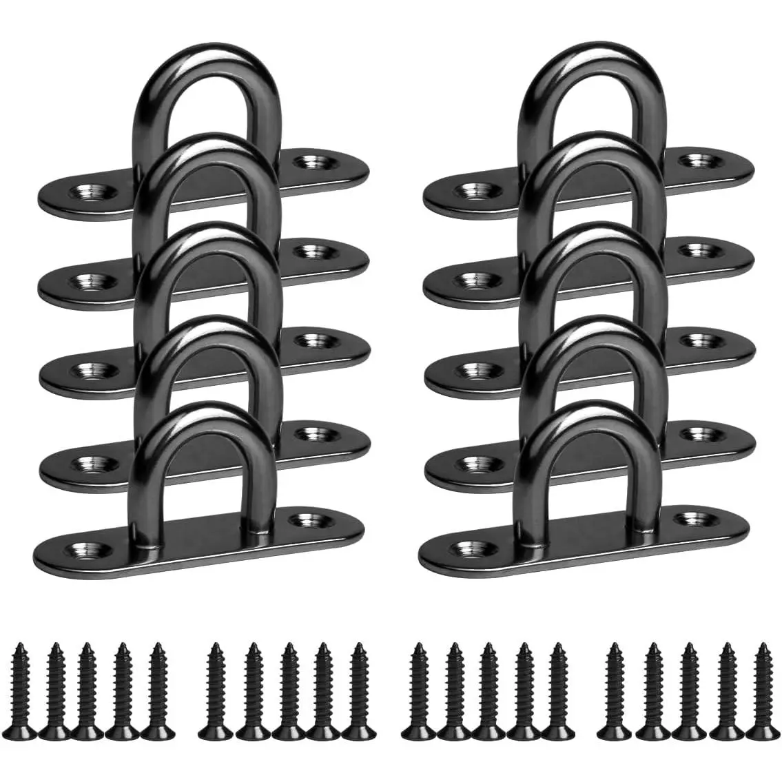 4-Pack Stainless Steel Ceiling Hook Ring Hooks 1. 8 inch M5 Strip Type Eye Plate with Enclosed Hook Boat Rigging Heavy Duty Ceiling & Wall Mount  Hardware Fitting