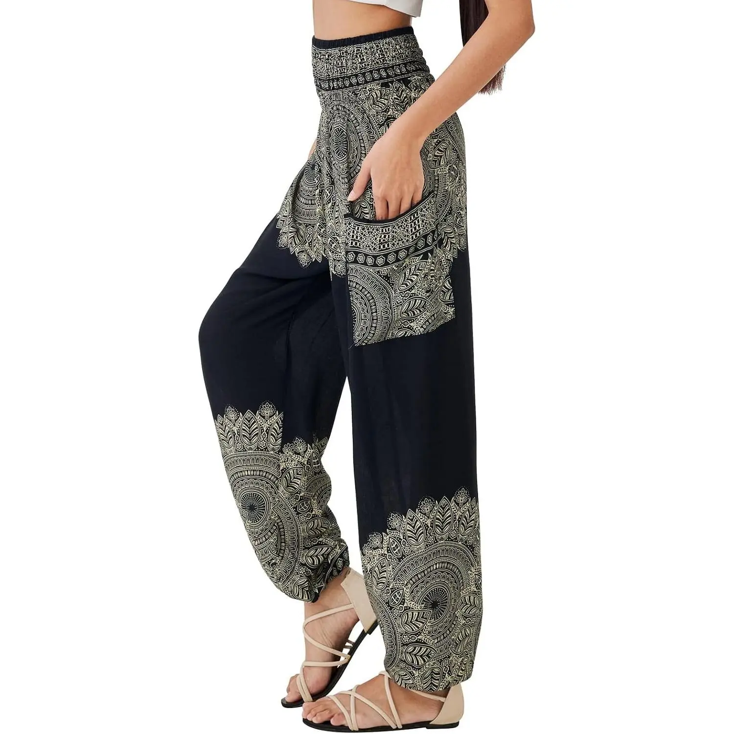 Women's Boho Harem Pants - Comfortable Flowy Bohemian Yoga Pants - Hippie ClothesGift